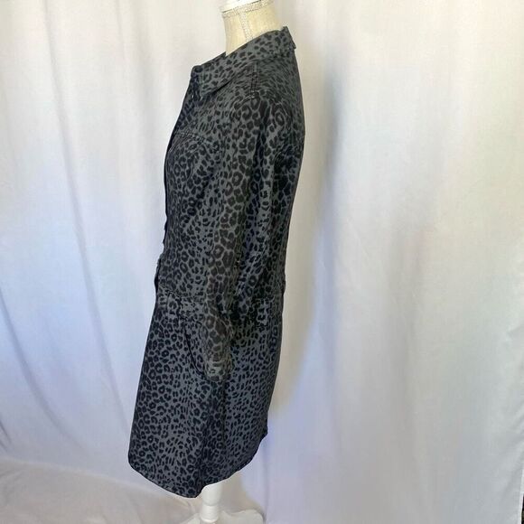 80s Vintage Denim Leopard Print Mini Dress Sz 10 Black & Grey Metal Rockerchic - Picture 2 of 13